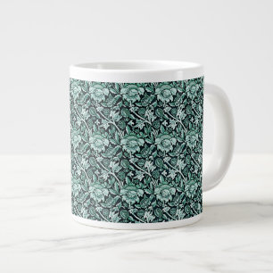 Art nouveau blommiga Mönster-skuggor av Grönt Jumbo Mugg