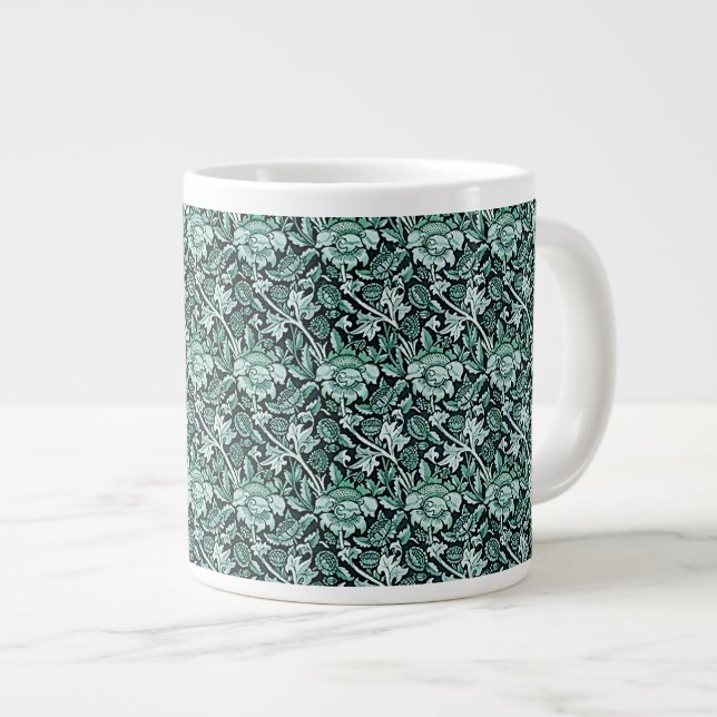 Art nouveau blommiga Mönster-skuggor av Grönt Jumbo Mugg (Framsida höger)