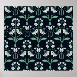 Art nouveau blommigt, abstrakt sömlös mönster. poster