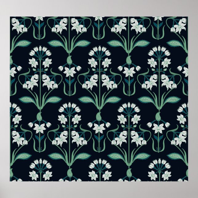 Art nouveau blommigt, abstrakt sömlös mönster. poster (Framsidan)