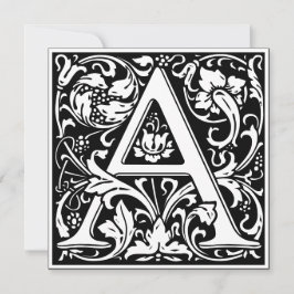 Art nouveau Blommigt Alphabet Monogram Brev A Inbjudningar