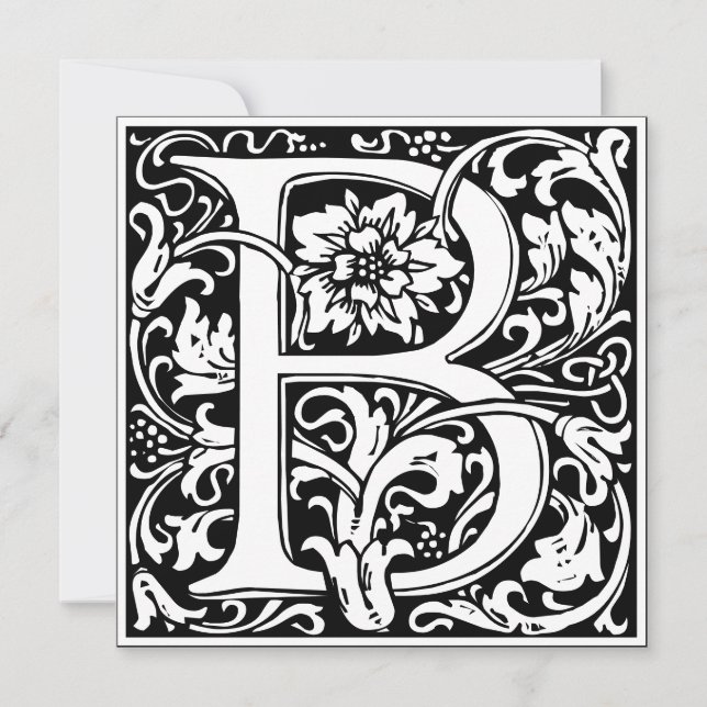 Art nouveau Blommigt Alphabet Monogram Brev B Inbjudningar (Framsida)