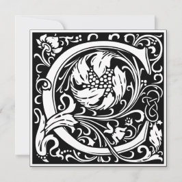 Art nouveau Blommigt Alphabet Monogram Brev C Inbjudningar