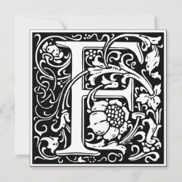 Art nouveau Blommigt Alphabet Monogram Brev F Inbjudningar