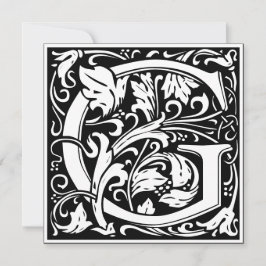 Art nouveau Blommigt Alphabet Monogram Brev G Inbjudningar