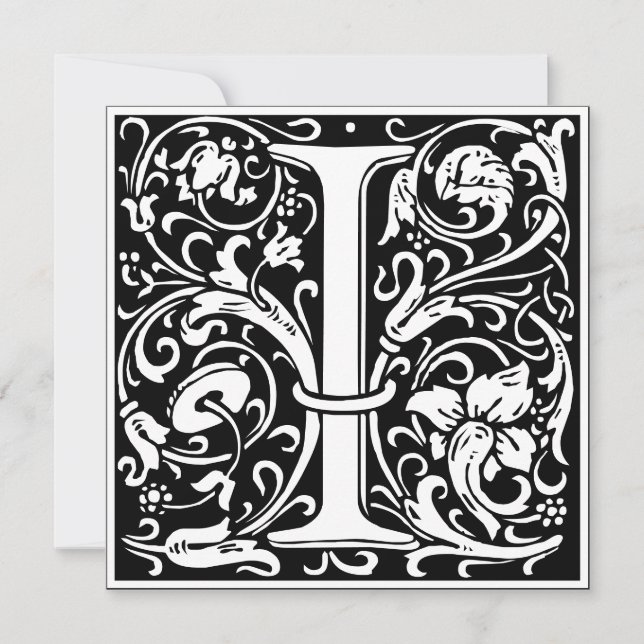 Art nouveau Blommigt Alphabet Monogram Brev I Inbjudningar (Framsida)