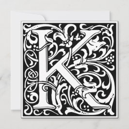Art nouveau Blommigt Alphabet Monogram Brev K Inbjudningar