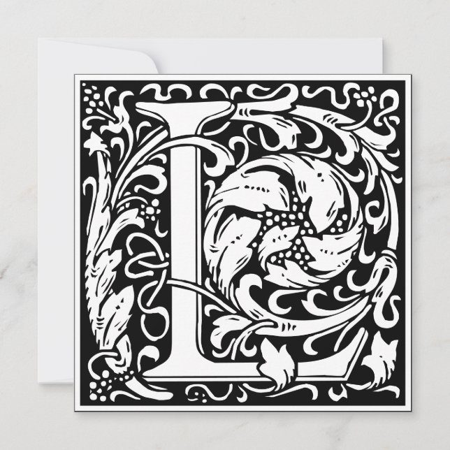 Art nouveau Blommigt Alphabet Monogram Brev L Inbjudningar (Framsida)