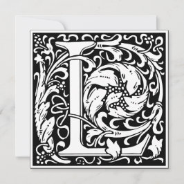 Art nouveau Blommigt Alphabet Monogram Brev L Inbjudningar