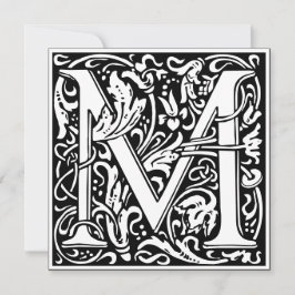 Art nouveau Blommigt Alphabet Monogram Brev M Inbjudningar