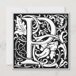 Art nouveau Blommigt Alphabet Monogram Brev P Inbjudningar