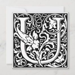 Art nouveau Blommigt Alphabet Monogram Brev U Inbjudningar