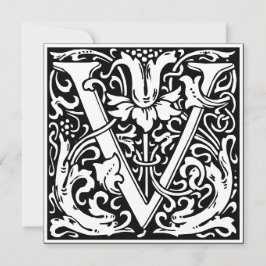 Art nouveau Blommigt Alphabet Monogram Brev V Inbjudningar
