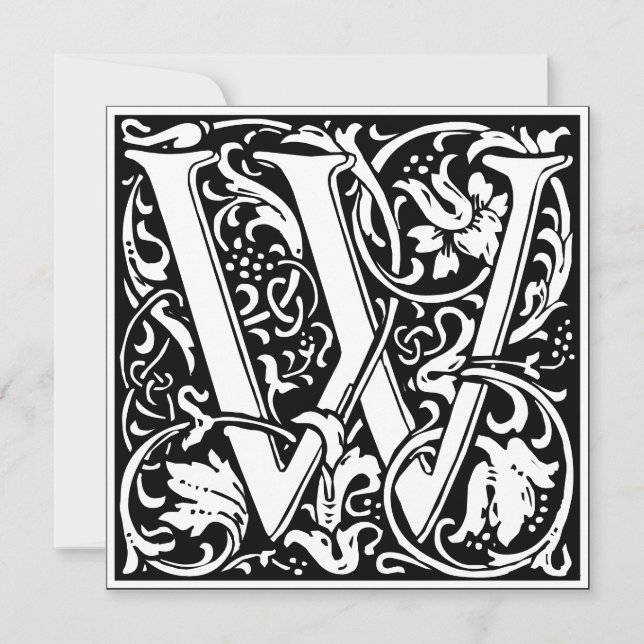 Art nouveau Blommigt Alphabet Monogram Brev W Inbjudningar (Framsida)