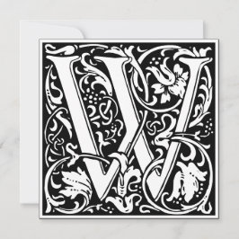 Art nouveau Blommigt Alphabet Monogram Brev W Inbjudningar