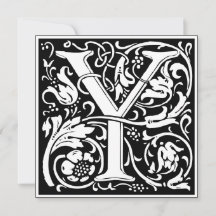 Art nouveau Blommigt Alphabet Monogram Brev Y
