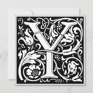 Art nouveau Blommigt Alphabet Monogram Brev Y Inbjudningar