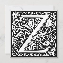 Art nouveau Blommigt Alphabet Monogram Brev Z Inbjudningar