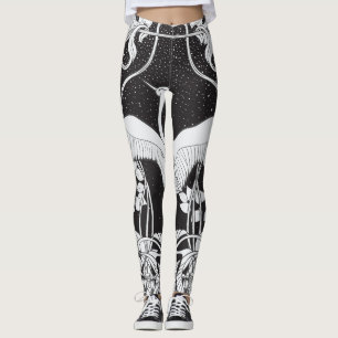 Art nouveau: Blommigt Bird Illustration Leggings