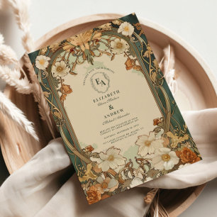 Art nouveau Blommigt Bröllop Firande Inbjudningar