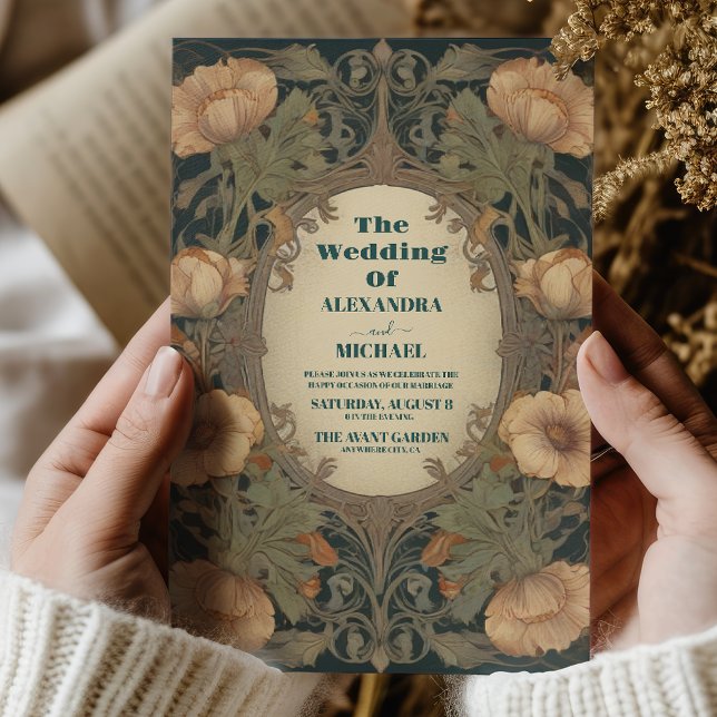 Art nouveau Blommigt Bröllop Inbjudningar (Skapare uppladdad)