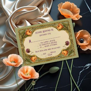 Art nouveau Blommigt Bröllop OSA Inbjudningar