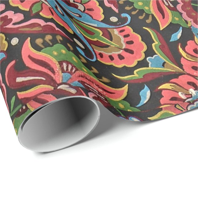 Art nouveau blommigt Christopher dresser jacquard Presentpapper (Rullad Hörn)