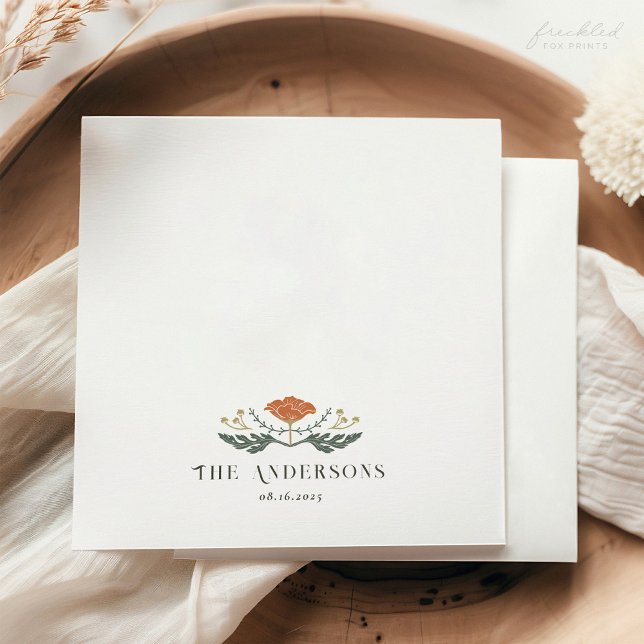 Art nouveau Blommigt Cocktail Napkin Pappersservett (Art Nouveau Floral Wedding Cocktail Napkin)