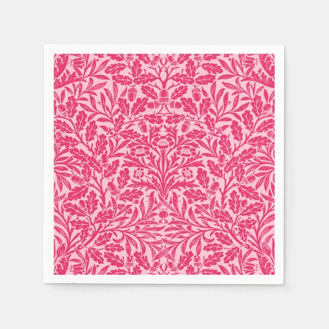 Art nouveau Blommigt Damask, Deep Fuchsia Rosa Pappersservett (Framsidan)