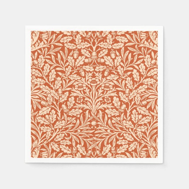 Art nouveau Blommigt Damask, Light Mandarin Orange Pappersservett (Framsidan)