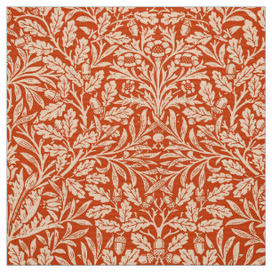 Art nouveau Blommigt Damask, Mandarin Orange Tyg