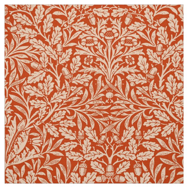 Art nouveau Blommigt Damask, Mandarin Orange Tyg (Provkarta)