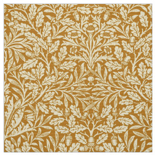 Art nouveau Blommigt Damask, Mustard Gult och Guld Tyg