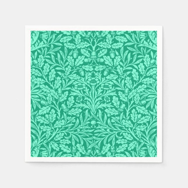 Art nouveau Blommigt Damask, Turquise och Aqua Pappersservett (Framsidan)