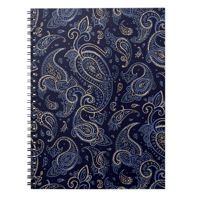 Art nouveau Blommigt Denim Design Anteckningsbok (Framsidan)
