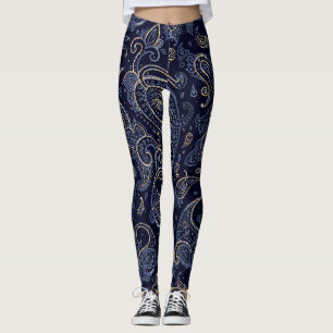 Art nouveau Blommigt Denim Design Leggings