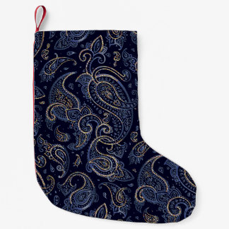 Art nouveau Blommigt Denim Design Liten Julstrumpa