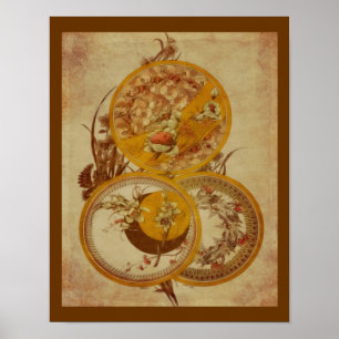 Art nouveau Blommigt Design Åldras Poster