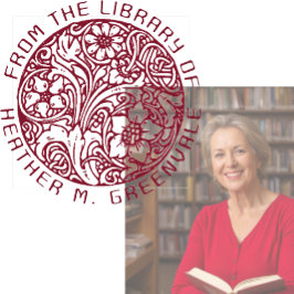 Art nouveau Blommigt Design Personlig Bookplåt R Stämpel