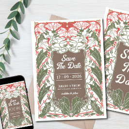 Art nouveau Blommigt Elegance 2 Spara datum Inbjudningar