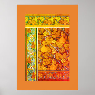 Art nouveau blommigt elegant fallande vintage poster