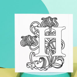 Art nouveau Blommigt - första H Stämpel