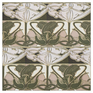 Art nouveau Blommigt Frieze av Alphonse Mucha Tyg