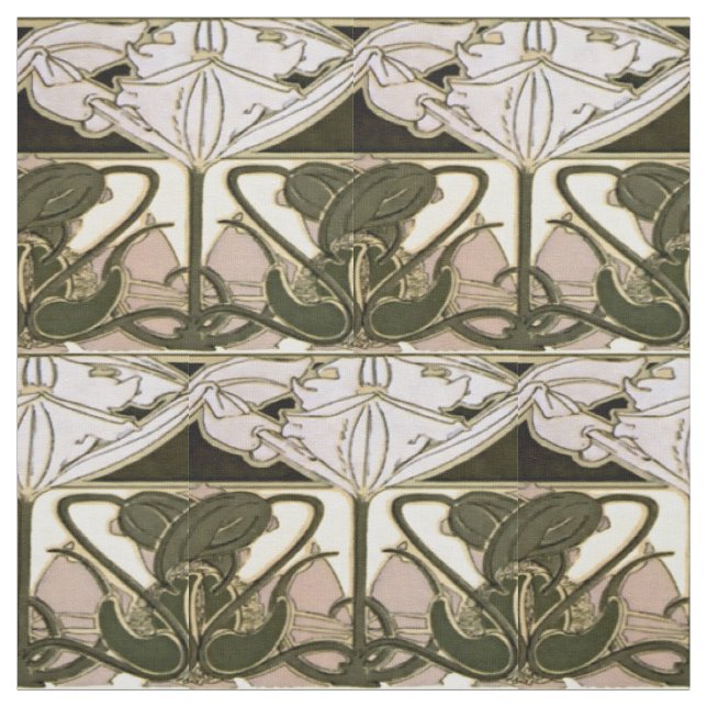 Art nouveau Blommigt Frieze av Alphonse Mucha Tyg (Provkarta)