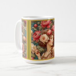 Art nouveau Blommigt Fruit Woman Mugg