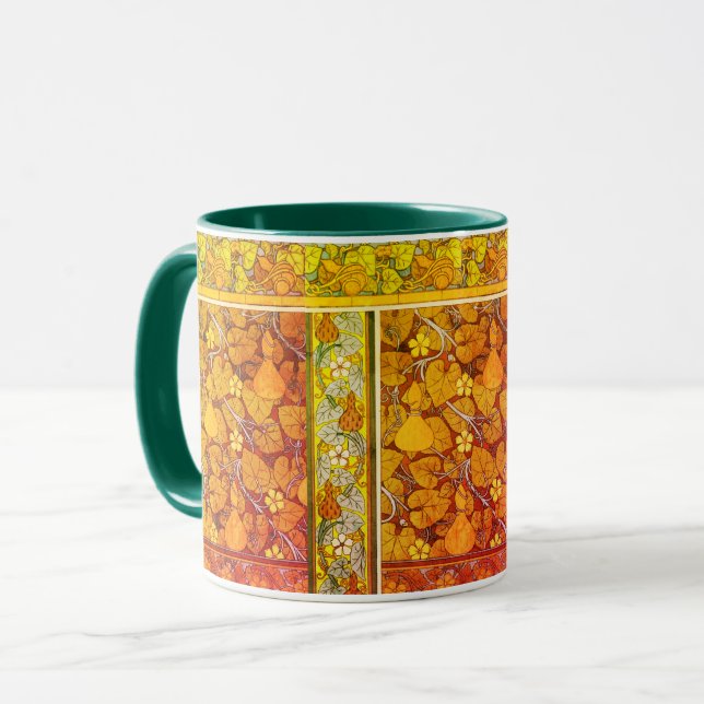 Art nouveau blommigt Gourde elegant  fall orange g Mugg (Framsida vänster)