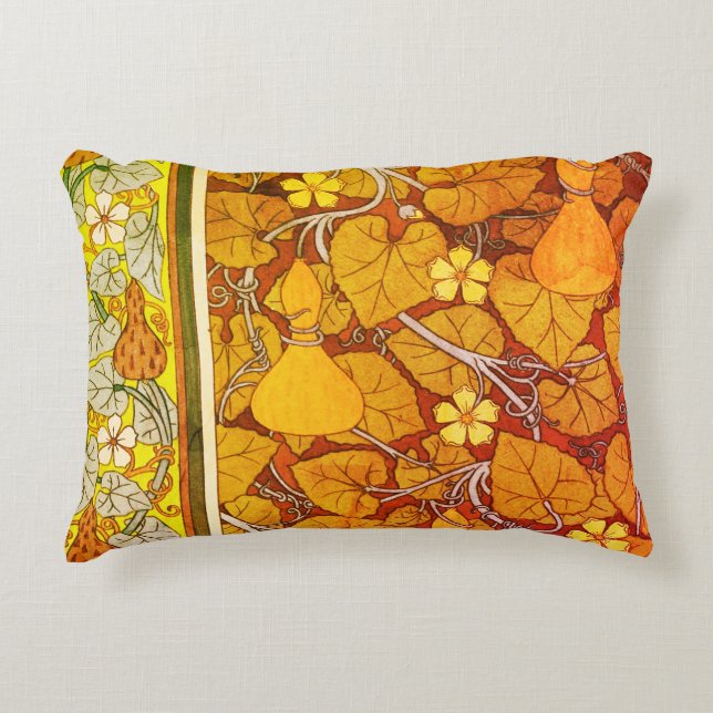 Art nouveau blommigt Gourde elegant  fall orange g Prydnadskudde (Framsidan)