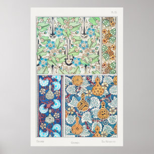 Art nouveau blommigt Gourde vintage Textilier av  Poster