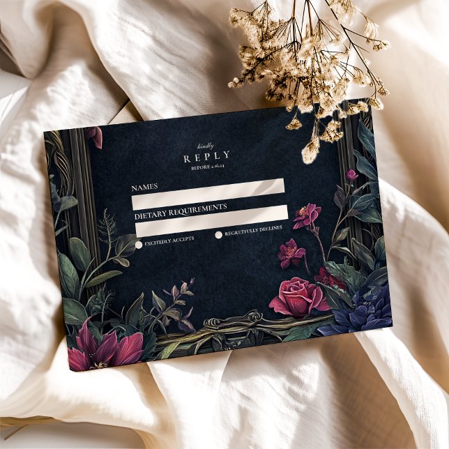 Art nouveau Blommigt Halloween Bröllop OSA Kort (Skapare uppladdad)