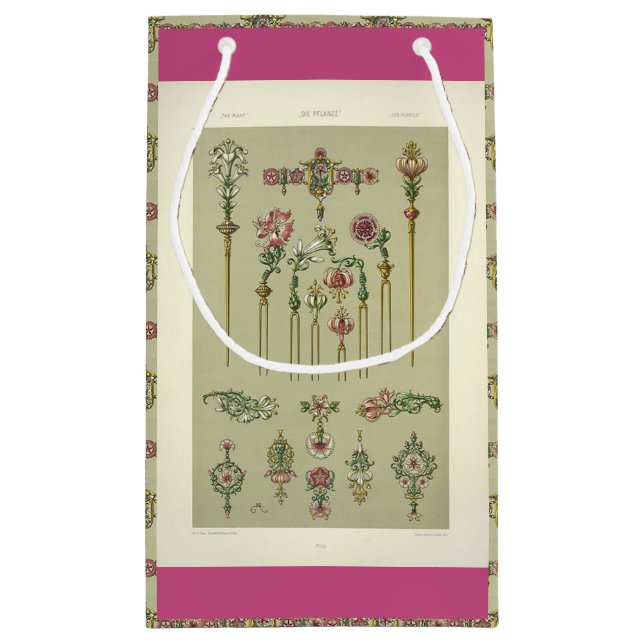 Art nouveau blommigt hårnål Viktorian smyckry rosa (Baksidan)